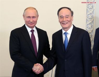 Putin and Chinese Vice President Wang Qishan meet to boost bilateral ties