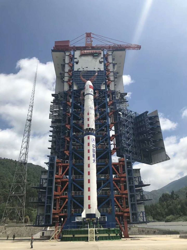 The Long March 4C rocket at the Xichang Satellite Launch Centre on May 20, 2018.