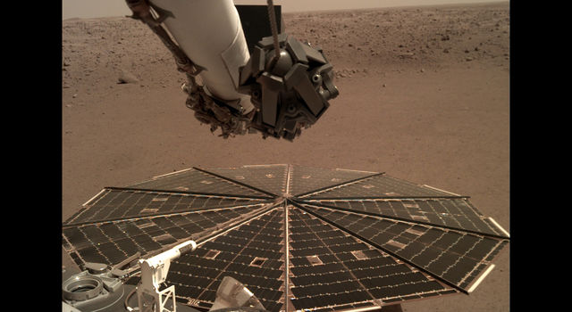 One of InSight's 7-foot (2.2 meter) wide solar panels