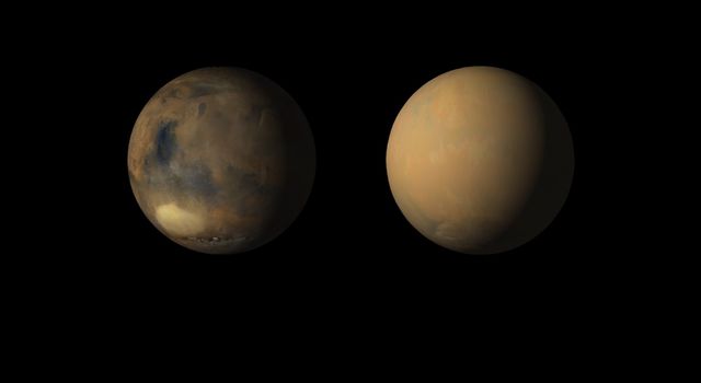 Side-by-side movies shows how dust has enveloped the Red Planet, courtesy of the Mars Color Imager (MARCI) wide-angle camera onboard NASA's Mars Reconnaissance Orbiter (MRO).